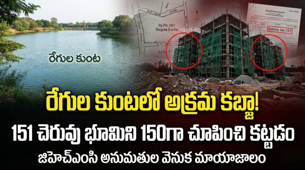 హఫీజ్పేట్ రేగుల కుంట చెరువులో అక్రమ కబ్జా - సర్వే నంబర్ 151